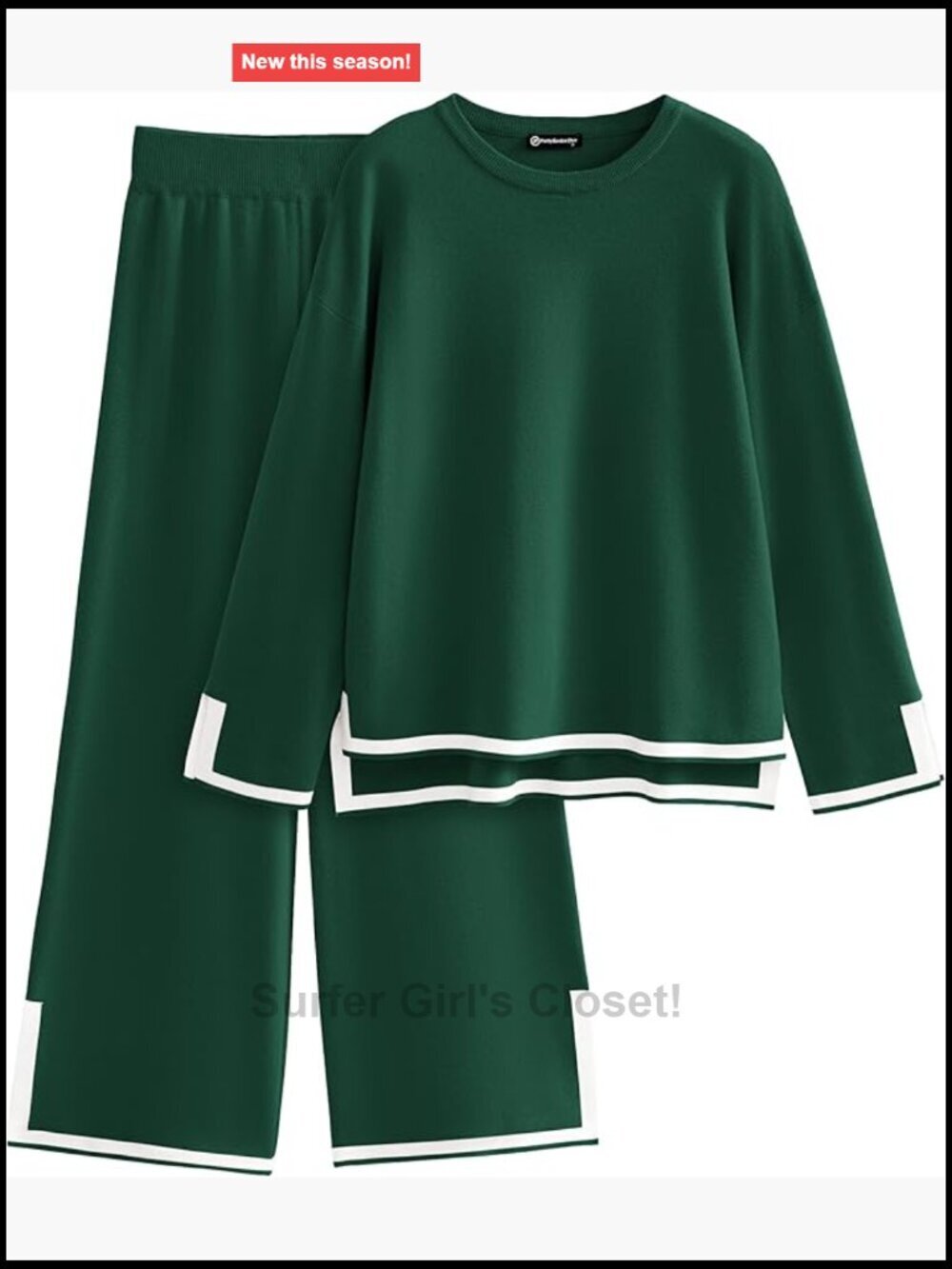 Women's 2 Piece Knit Sweater Set Long Sleeve Wide Leg Pants Tracksuit
